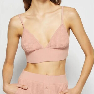 Jonathan Simkhai Juliette Chai Pink Waffle Bralette Size Small